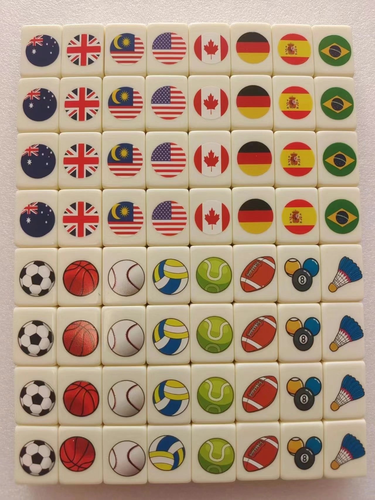 Country flag&ball mahjong set DIY Customized Toy-65 blocks