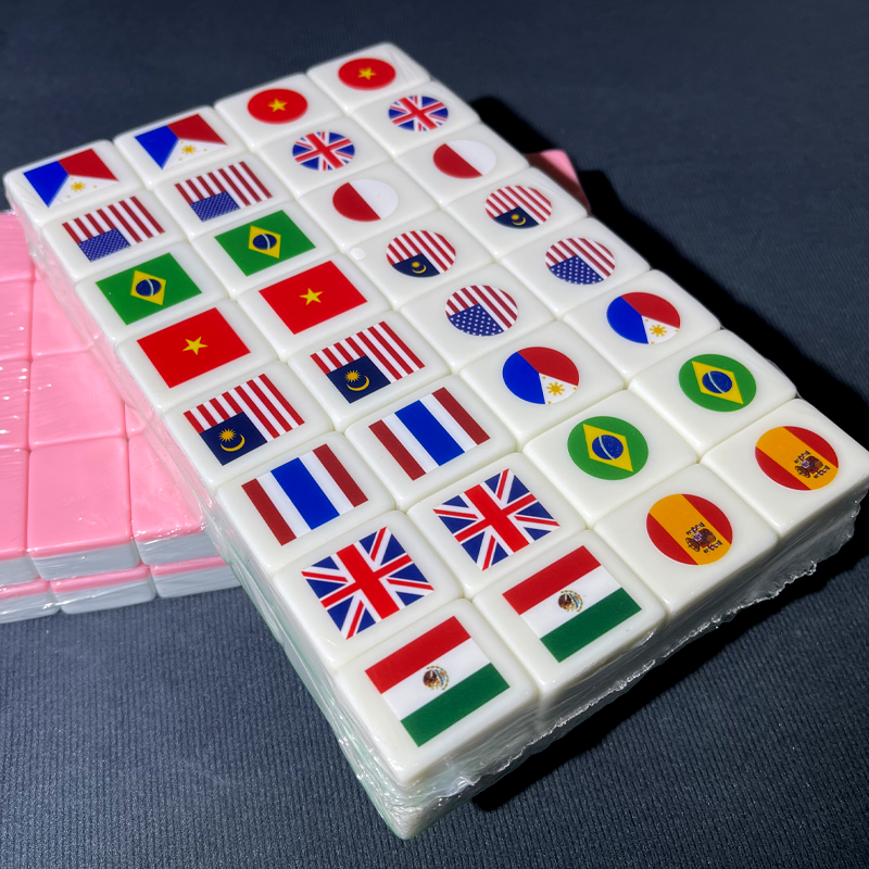 Ensemble de mahjong drapeau National, jouet personnalisé à monter soi-même, 65 blocs